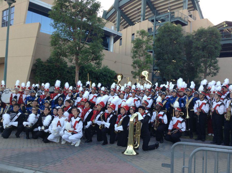 FUHS+Marching+Band+performed+at+Angels+stadium+on+Sept.+17.+