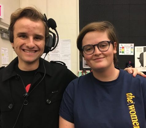 Seniors Josiah Haugen (left) and Claire McDonald (right) wearing their safety pins. Photos by Myah Philips.