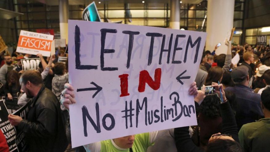 A sign protesting the travel ban. Photo courtesy  of foxnews.com
