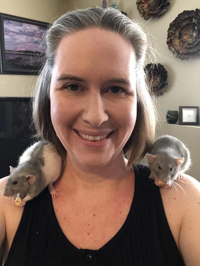 Silverstream (left) and Bluestar (right) snack on Cheerios. Psychology teacher Nicole Smith says her family has enjoyed their new pets “Silver” and “Blue.” Photo courtesy of Nicole Smith.