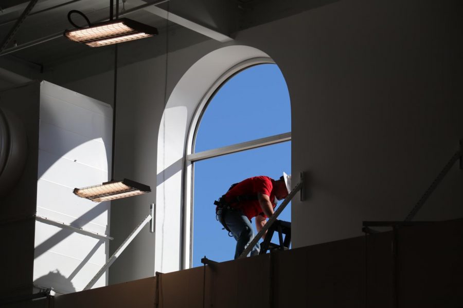 The new gym is accented with arched windows, a familiar style on the FUHS campus. “We’re trying to blend a lot of old with the new, because that’s really what our traditions are here at Fullerton,” said principal Laura Rubio. Photo by Arashk Alivandi.  