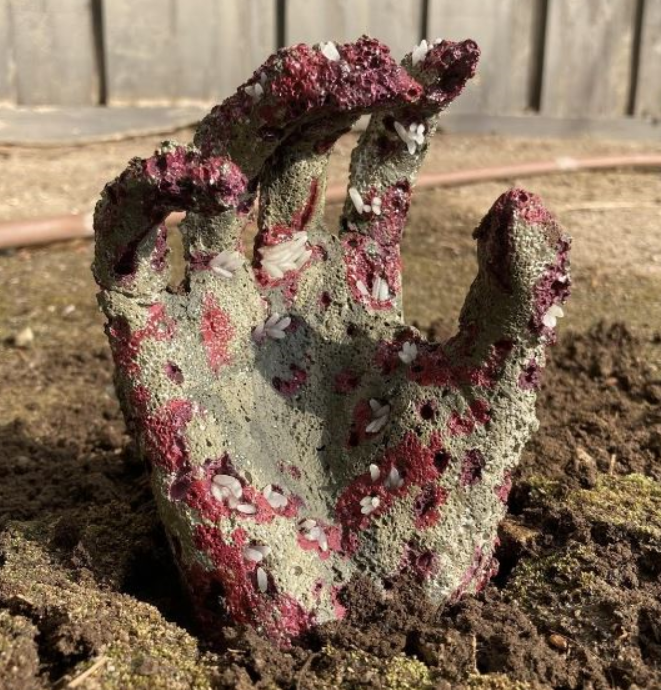 BEAST students create eerie props like this zombified hand designed by Isaac Freeman.