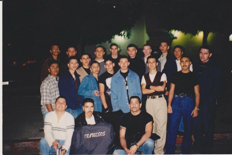 Sophomore Katherine Martinez’s father (back row, fourth from right) attended Sonora and Brea Olinda High School. He is pictured here with his Brea Olinda friends in 1995. Martinez argues that young hispanic men are unfairly targeted for dress code violations.