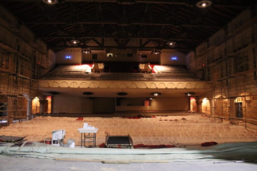 Crews+hope+to+finish+the+auditoriums+upgrades+by+June.+Here+is+a+recent+look+inside+the+auditorium+from+a+performers+point+of+view.