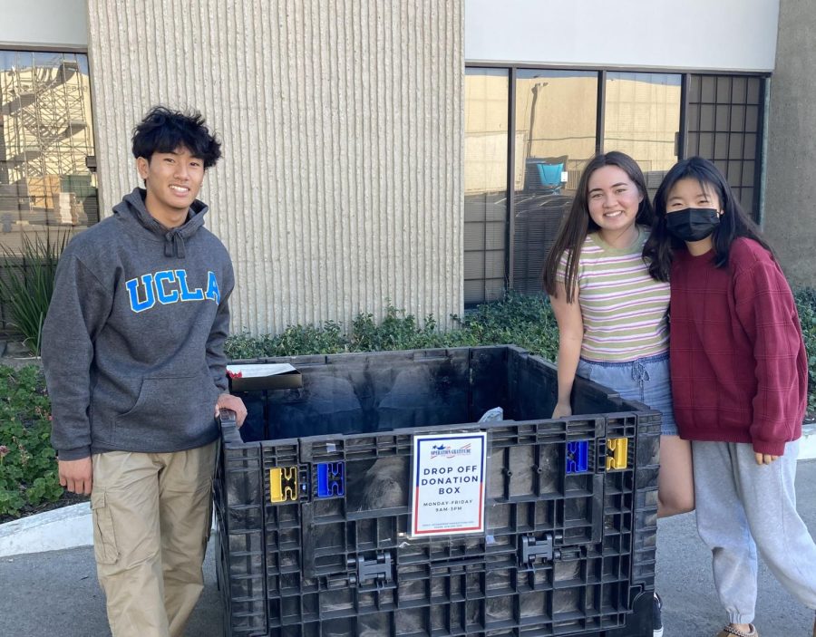 Nathaniel drops off donations for Operation Gratitude with senior Alia Noll and junior Alyson Jeong. Nathaniel served as the California Scholarship Federation president his senior year.