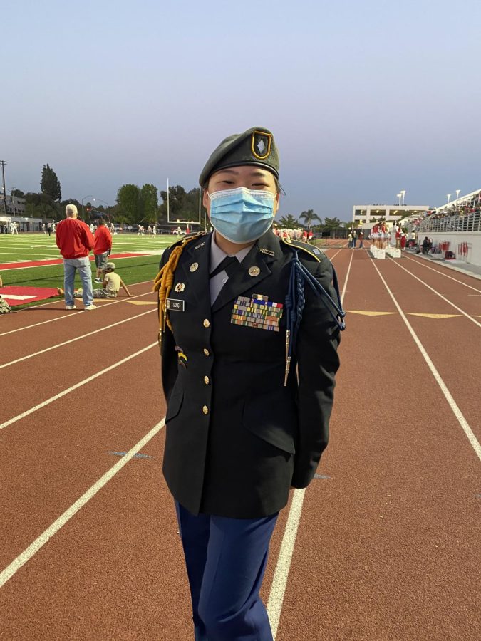 Kylee served as executive officer in Fullerton’s JROTC program. “One of my most memorable moments at FUHS have been on Friday night football games, getting ready in the JROTC room with my friends,” Gong said. “We’d all get pizza and the girls would blast Lizzo in the corner of the room while doing each others hair and putting on our makeup, sharing the single mirror in the corner.” 