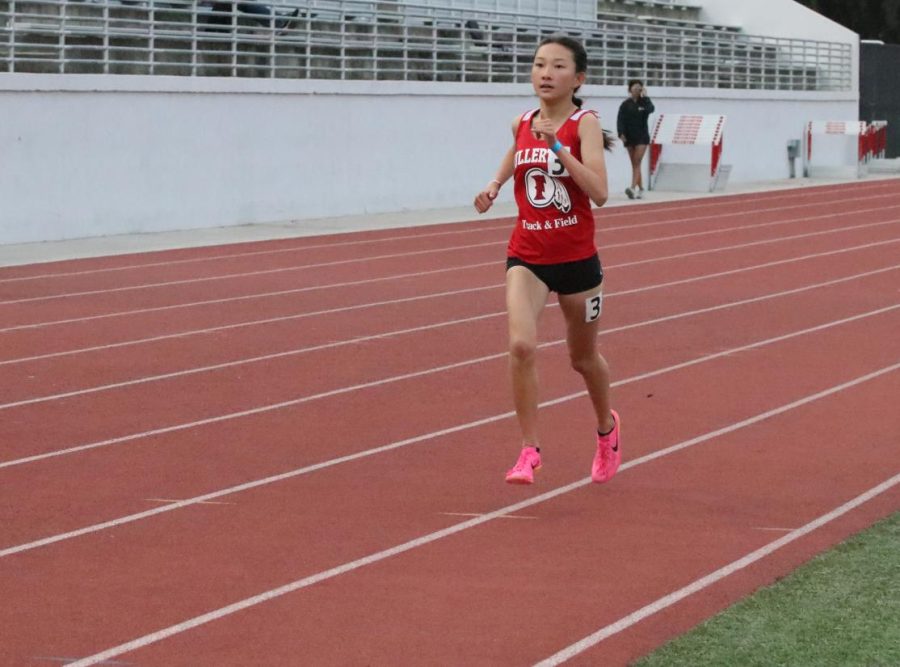 Freshman Sofia Tabbal has moved up in the FUHS school record books, sitting in fifth place for both the 1600 and 800. The girls track team will compete at the Freeway League Prelims on April 19. Freshman Sofia Tabbal started off the season with a 6:18 in the 1600. At the Orange County Championships on April 15, Tabbal set a personal record of 5:49 in the 1600. Tabbal sits in the top seed for Prelims.