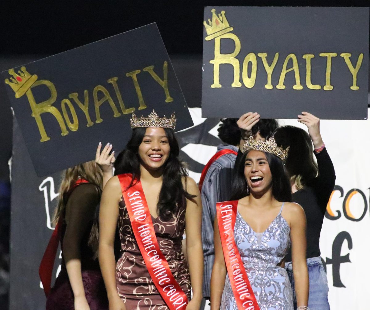 (Left to right) Janella Flores and Kaori Gabriol were crowned homecoming royalty for the senior class during half time on Oct. 27. 
