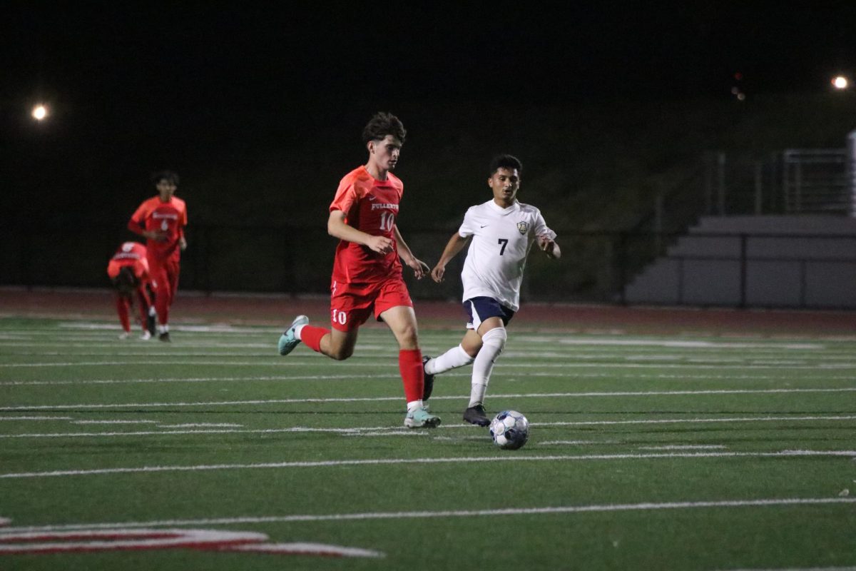 Senior Aiden Bengard (pictured) scored a half field goal in a game against Valencia on Dec. 16. He will attend Cal State Fullerton as a D1 commit next fall. The Indians will travel to Buena Park for their senior night game against the Coyotes in hopes of securing their spot in CIF tonight. Their league record is 4-5 and are currently third in the Freeway League.

