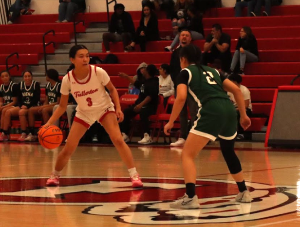 Freshman Addison Seo (above) is one of the three freshmen on the girls basketball team. The Indians are currently sixth with a 0-9 record in the Freeway league and will play Buena Park on Feb. 1. 