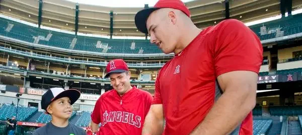 Luke Galvan was invited on the field with Mike Trout in 2015 for batting practice before a game. 