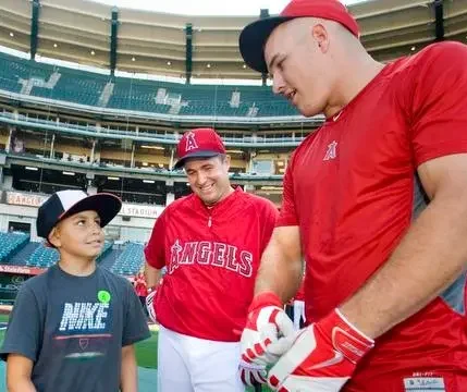 Luke Galvan was invited on the field with Mike Trout in 2015 for batting practice before a game. 