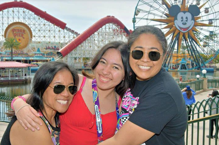 Mauldin, her aunt Nini (right side), and her mom Mickey (left side), go to Disneyland frequently as Mauldin said, Its basically the best mental health break because I can just enjoy myself while being physically active and enjoy the company of others. 