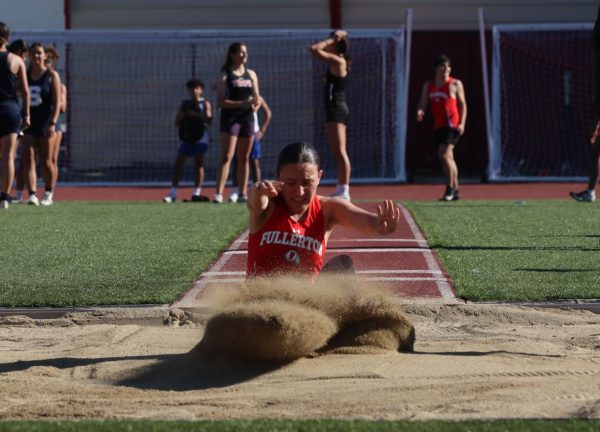 Freshman Zoe Healey (pictured) tied the freshman high jump record at 4’6” at the first Freeway League quad meet.