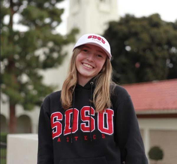 Morgan McAndrew took her grad photos at Fullerton High School decked out in SDSU gear. She will be attending San Diego State University in the Fall and will major in Elementary Education and minor in speech therapy. 
