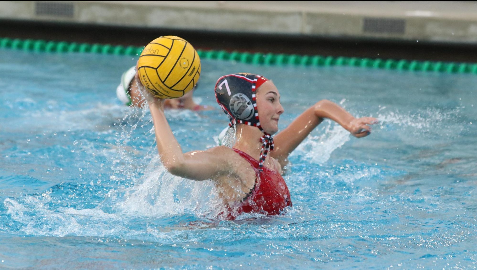 Senior Olivia Brazo passes the ball to a teammate during the Jan. 9 game against Costa Mesa. The game ended 10-6, with Fullerton coming out on top.