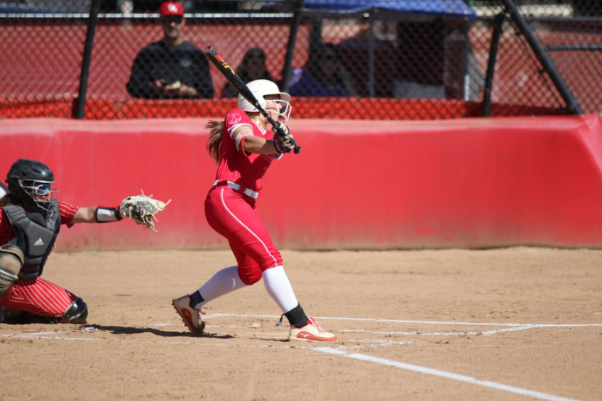 Junior Hayley Brock stands at bat against Garden Grove on April 9.
