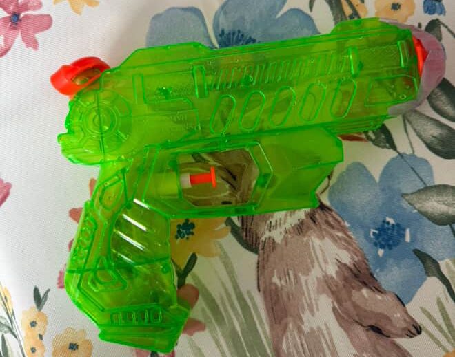 A witness reported seeing a student with a gun on Pomona Avenue on March 28. The weapon turned out to be this plastic water gun.  Photo courtesy of Carter Salinas