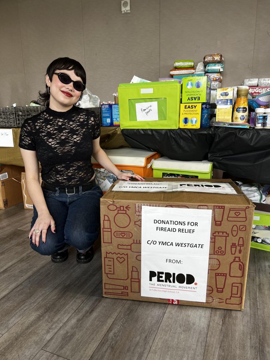 In her senior year, Marenco served as Period Club president. She played a major role in helping the club become an official chapter of the national PERIOD non-profit and in organizing a school-wide drive to donate menstrual products to victims of the Los Angeles fires in Jan. (Photo courtesy of Sailor Marenco)