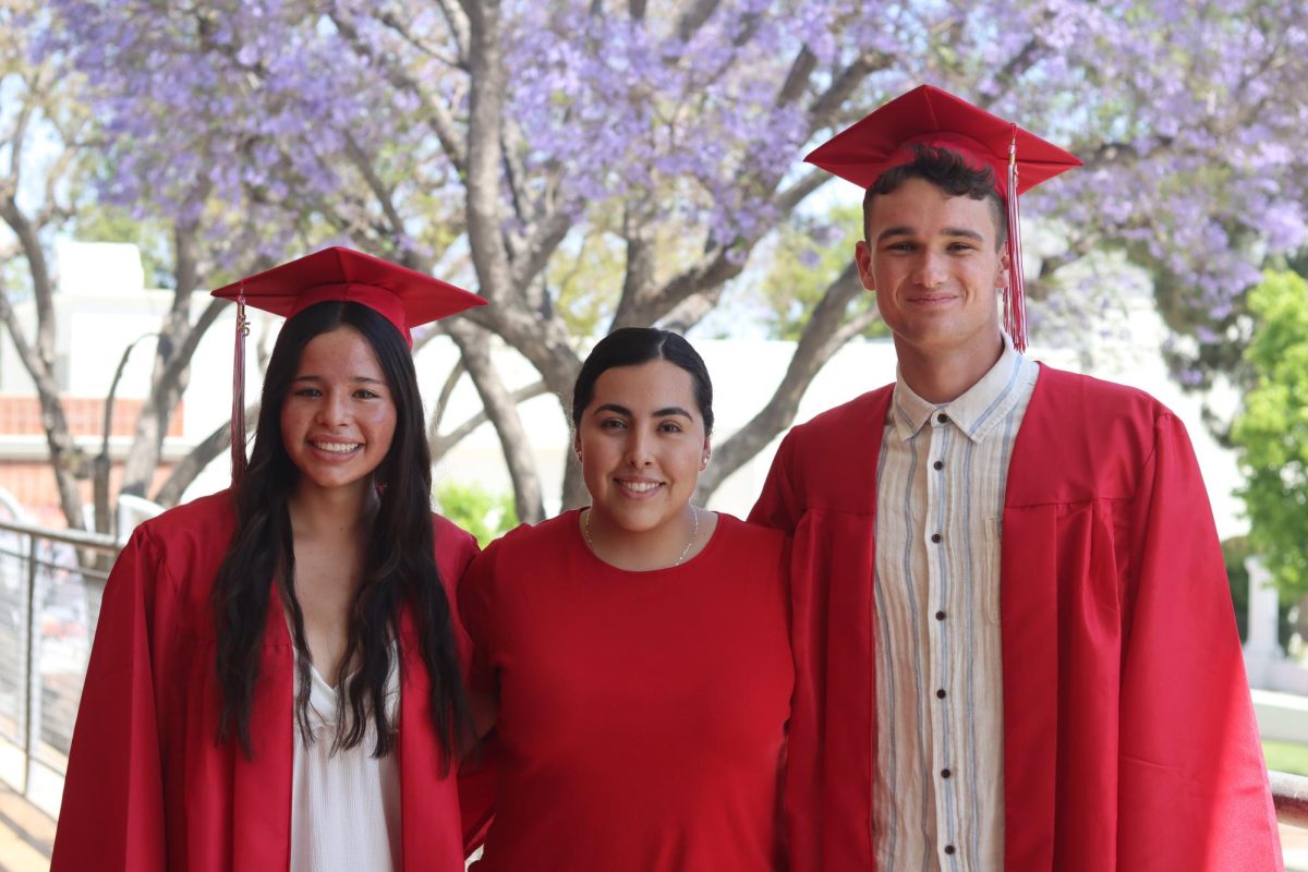 (From left to right) Co-Valedictorian Lily Guevara, Language teacher Valerie Ruiz Martinez, and Co-Saultatorian Lincoln Sailhammer. Guevara plans on attendin