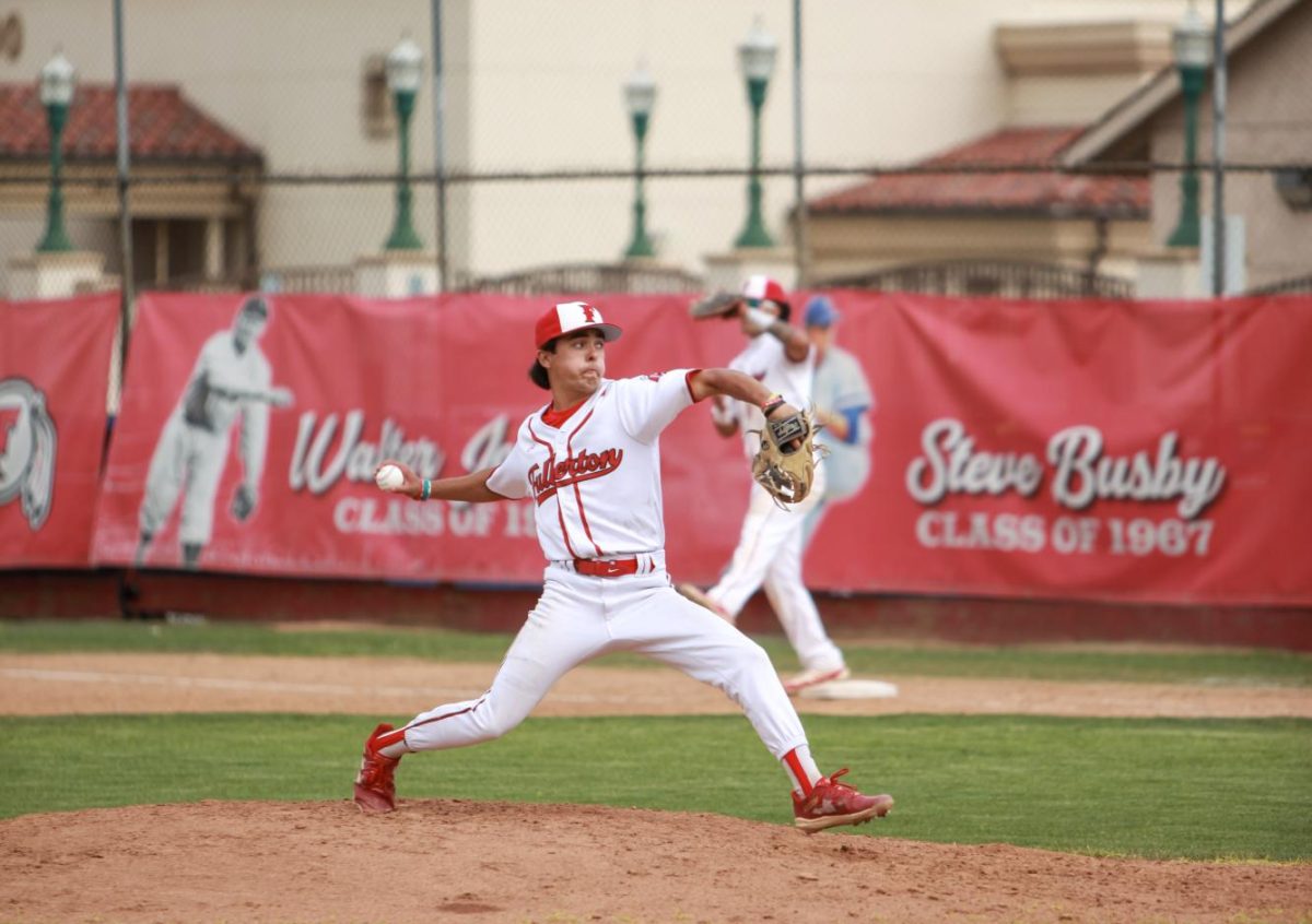 Junior Caden Wise pitches against Calvary Chapel at home on April 25. Photo by Madison Sibal