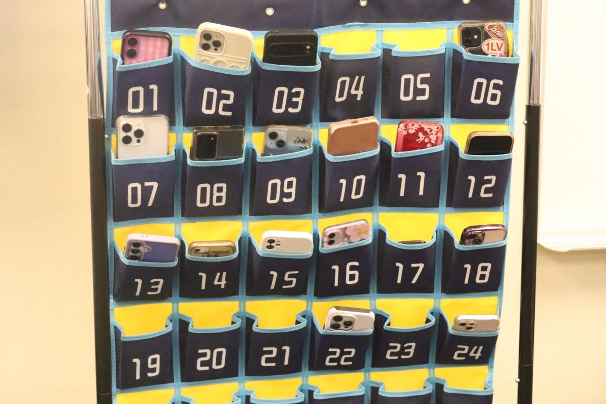 Teachers often make students put their phones in "phone pockets" to enforce the cell phone policy.
