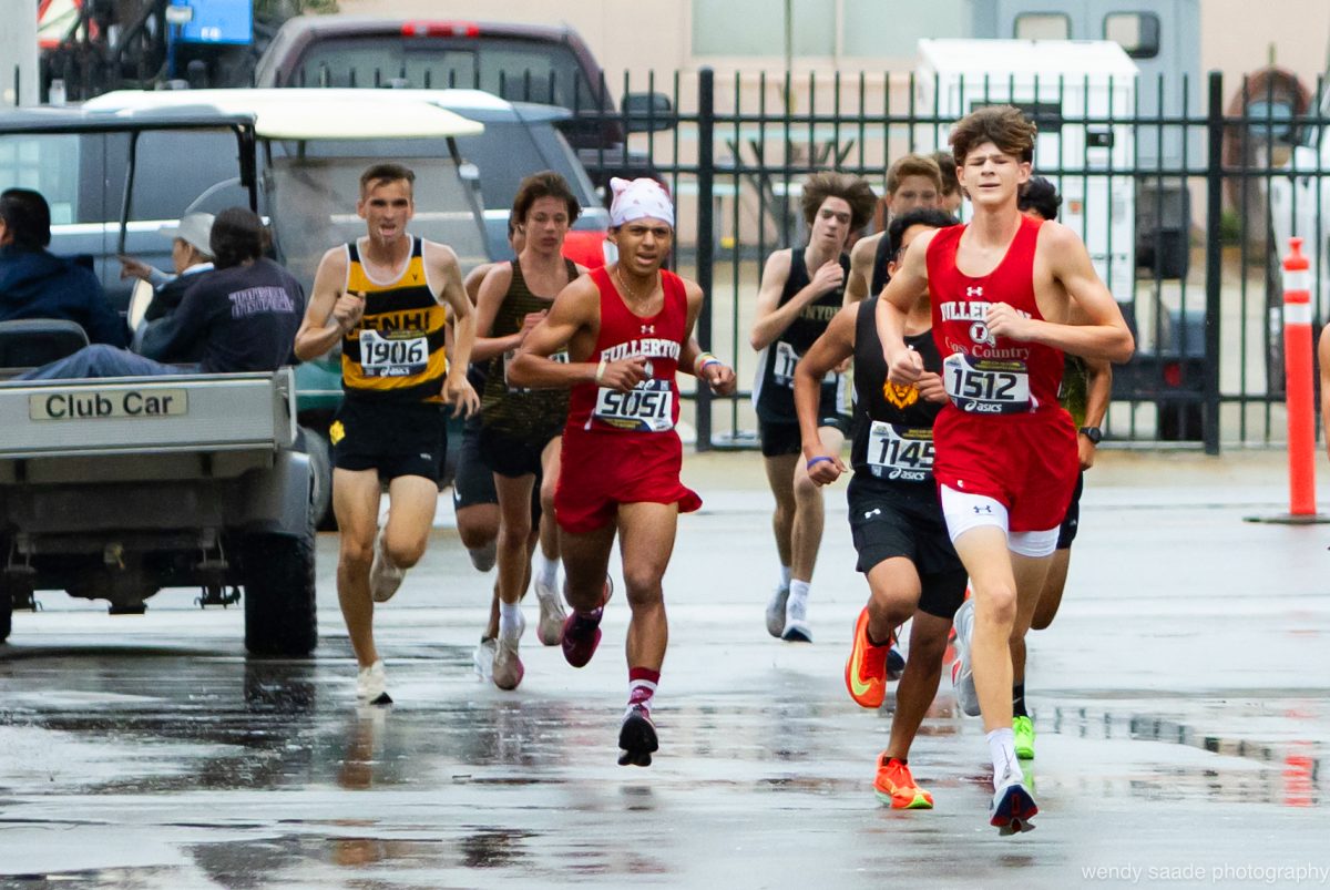 Senior Dylan Cobbs (center) and junior Bo Sanderson (front right) and two other FUHS cross country runners were misdirected during the Nov. 15 prelims. Wendy Saade