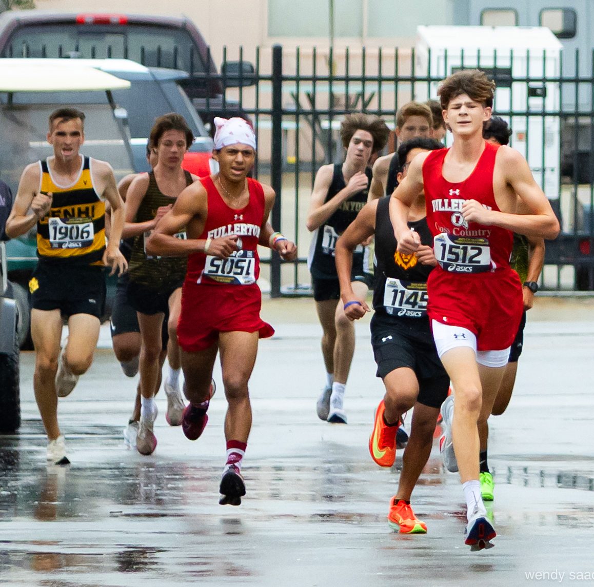 Senior Dylan Cobbs (center) and junior Bo Sanderson (front right) and two other FUHS cross country runners were misdirected during the Nov. 15 prelims. Wendy Saade