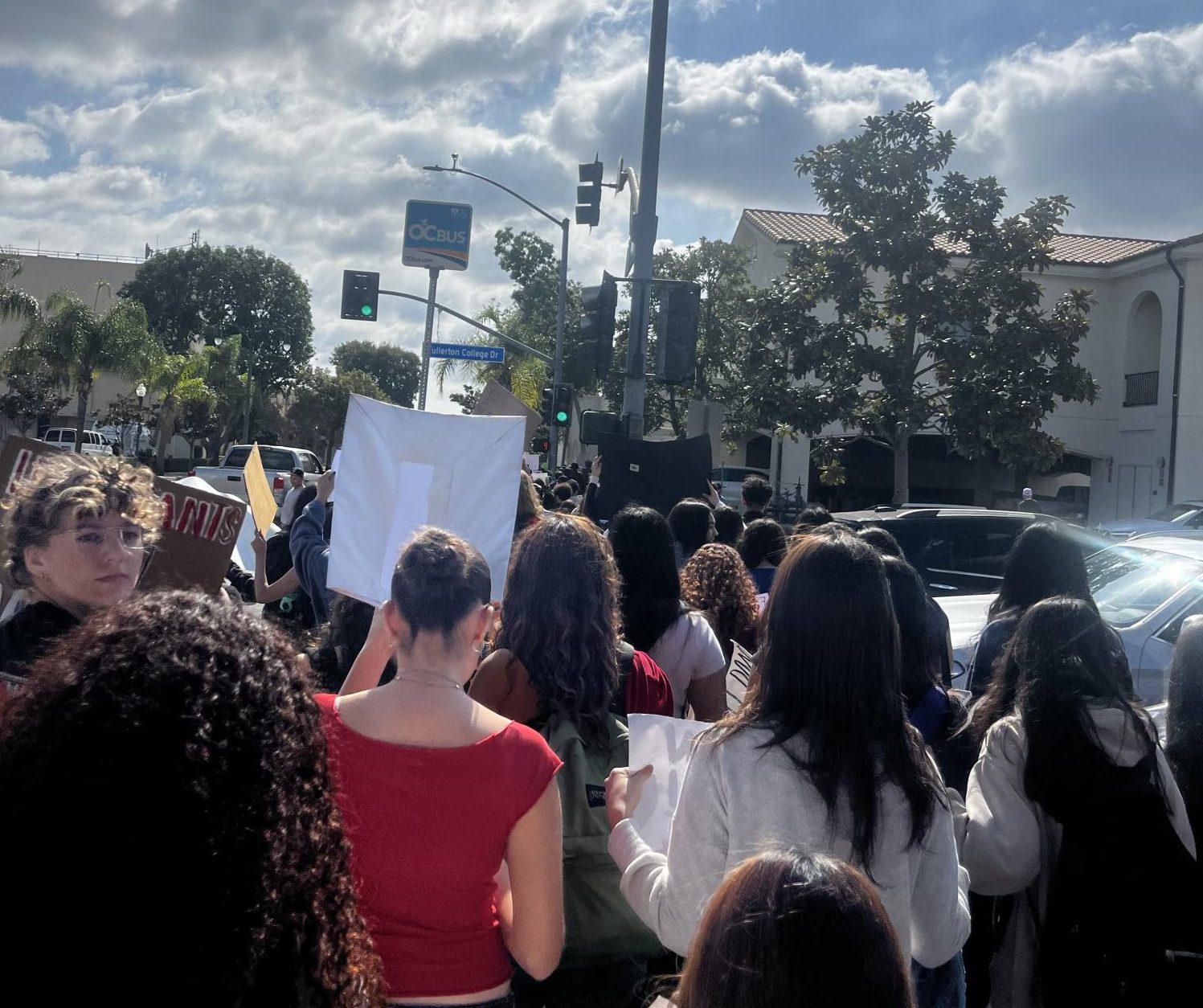 Students finish their protest march going south on Lemon.