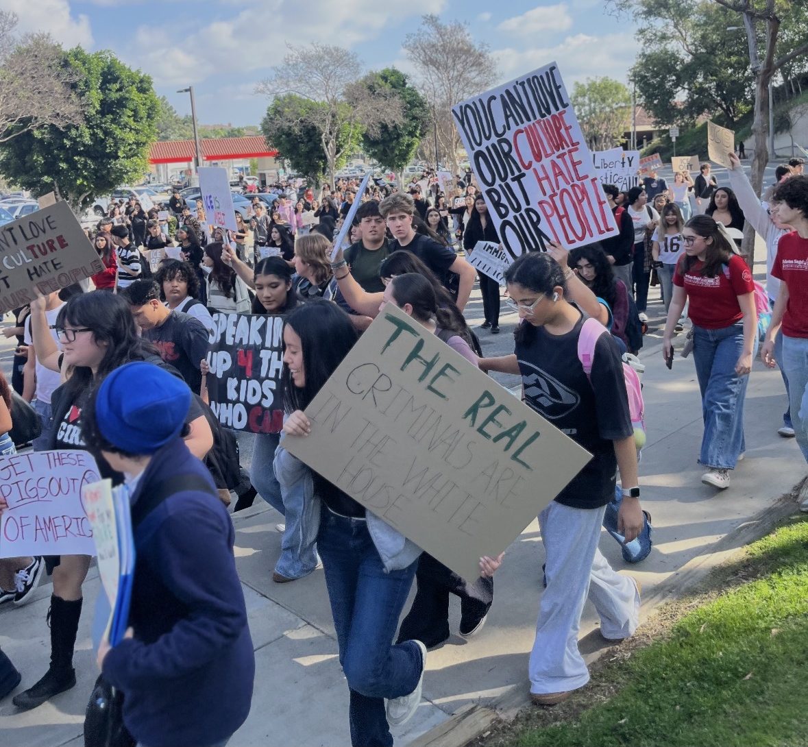 Hundreds of FUHS students protest ICE.